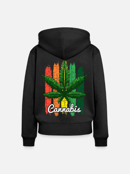 Cannabisblatt Retro - Frauen Premium Bio Zip Hoodie - Schwarz