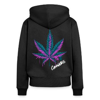 Cannabis leaf hemp leaf - Women's Premium Organic Zip Hoodie - black - Back - Julia (174cm)