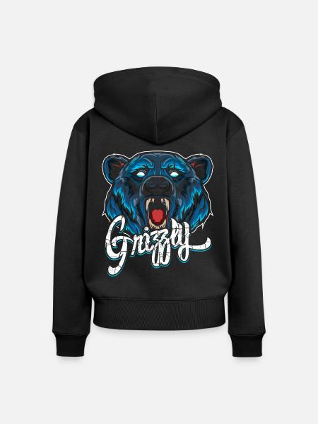 Grizzly Modern - Frauen Premium Bio Zip Hoodie - Schwarz