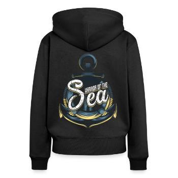 Seefahrer Matrose Geschenk - Frauen Premium Bio Zip Hoodie - Schwarz - Hinten - Julia (174cm)