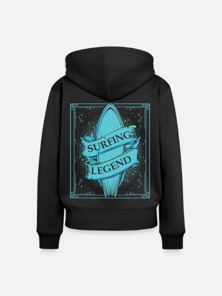 Cool Surfbrett - Frauen Premium Bio Zip Hoodie - Schwarz
