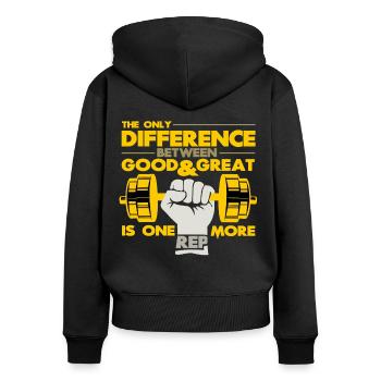 body builder - Women's Premium Organic Zip Hoodie - black - Back - Julia (174cm)