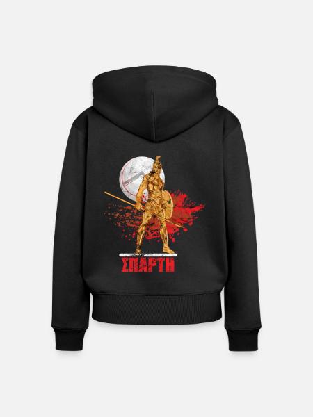 Sparta Krieger Lambda Schild - Frauen Premium Bio Zip Hoodie - Schwarz