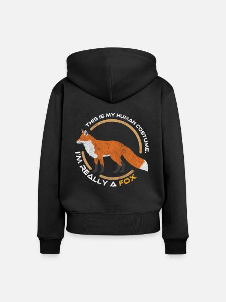 Fuchs Tier Wald - Frauen Premium Bio Zip Hoodie - Schwarz