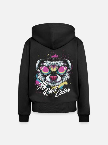 Frettchen - Frauen Premium Bio Zip Hoodie - Schwarz