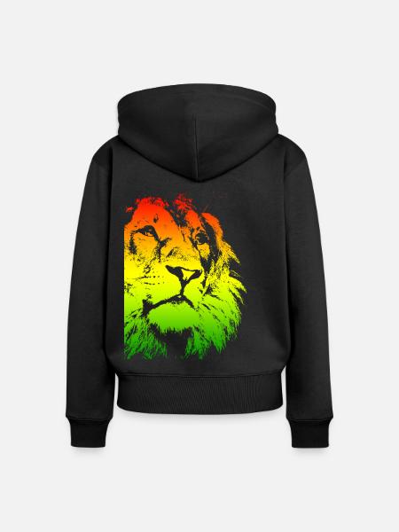 Löwenkopf - Frauen Premium Bio Zip Hoodie - Schwarz