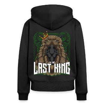 Capybara - Frauen Premium Bio Zip Hoodie - Schwarz - Hinten - Julia (174cm)