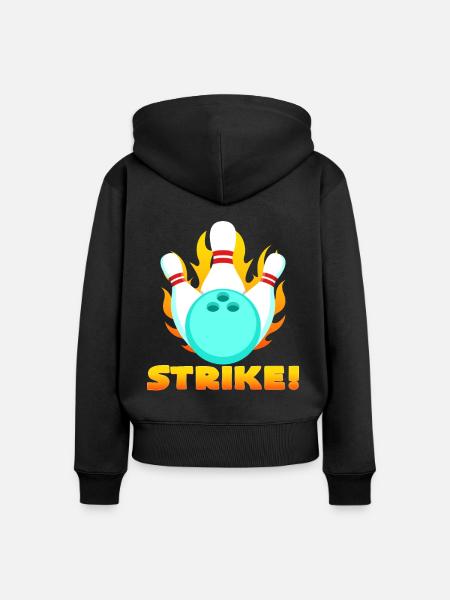 Bowling - Frauen Premium Bio Zip Hoodie - Schwarz