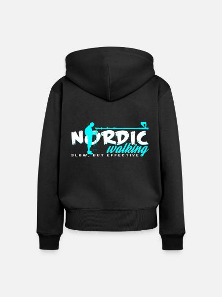 Nordic Walking - Frauen Premium Bio Zip Hoodie - Schwarz