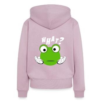 verwirrt Verwirrung Geschenk - Frauen Premium Bio Zip Hoodie - Altrosa - Hinten - Julia (174cm)