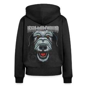 Irischer Wolfshund - Frauen Premium Bio Zip Hoodie - Schwarz - Hinten - Julia (174cm)