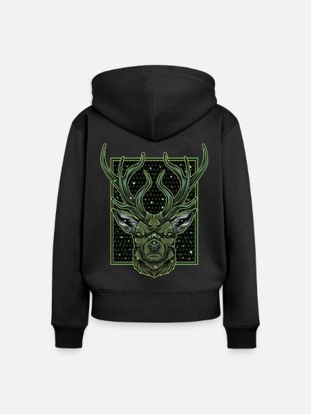 Hirschgeweih - Frauen Premium Bio Zip Hoodie - Schwarz