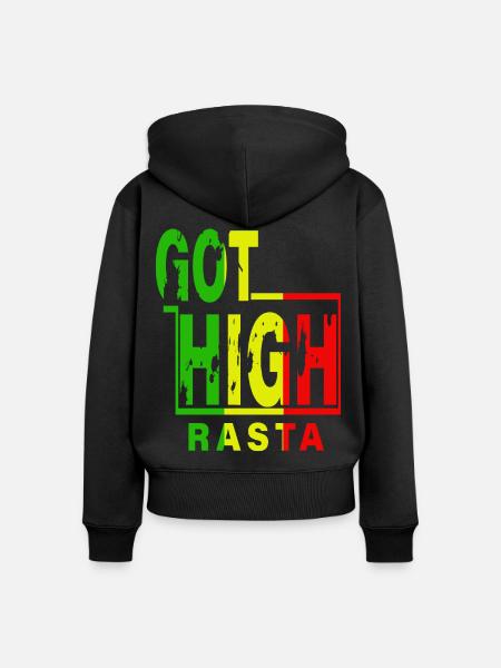 Got high Rasta - Frauen Premium Bio Zip Hoodie - Schwarz