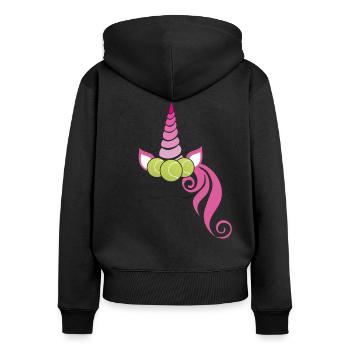 Tennis Unicorn Tennis Ball Princess Gift - Women's Premium Organic Zip Hoodie - black - Back - Julia (174cm)