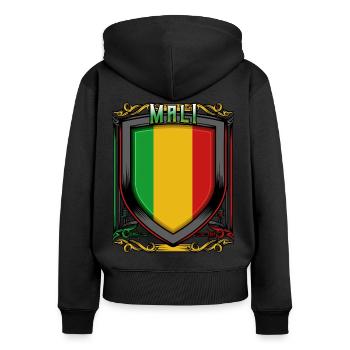 Blason malien République du Mali: idée cadeau Malier - Sweat à capuche zippé Premium bio Femme - noir - Dos - Julia (174cm)