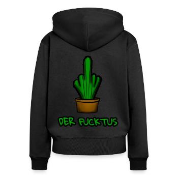 Der Fucktus Kaktus Pflanze Fun Shirt Fuck off - Frauen Premium Bio Zip Hoodie - Schwarz - Hinten - Julia (174cm)