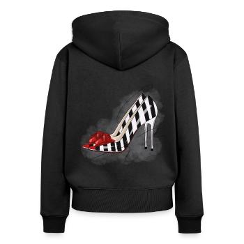 Sexy Highheels - Frauen Premium Bio Zip Hoodie - Schwarz - Hinten - Julia (174cm)