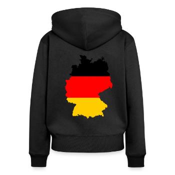Deutschland Land Umriss Schwarz Rot Gold Geschenk - Frauen Premium Bio Zip Hoodie - Schwarz - Hinten - Julia (174cm)