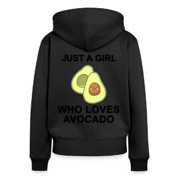 Avocado Mädchen Vegan Lustig Veganer Geschenk - Frauen Premium Bio Zip Hoodie - Schwarz - Hinten - Julia (174cm)