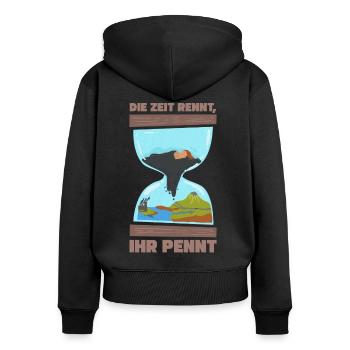 Klimawandel Umweltschutz Naturschutz Geschenk - Frauen Premium Bio Zip Hoodie - Schwarz - Hinten - Julia (174cm)
