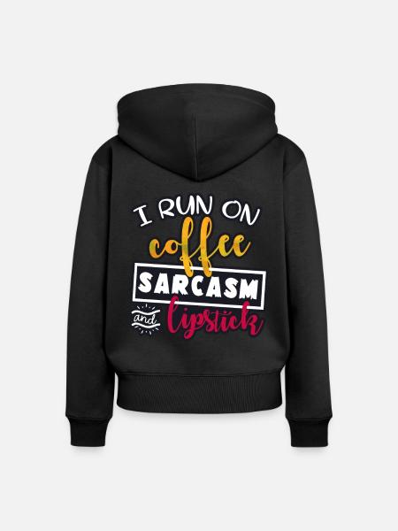 Kaffee Lippenstift - Frauen Premium Bio Zip Hoodie - Schwarz