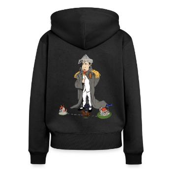 Funny Napoleon Bonaparte cartoon cartoon - Women's Premium Organic Zip Hoodie - black - Back - Julia (174cm)