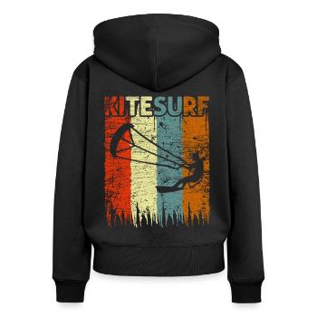Kitesurf - Frauen Premium Bio Zip Hoodie - Schwarz - Hinten - Julia (174cm)