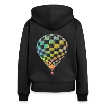 Ballon - retro - Frauen Premium Bio Zip Hoodie - Schwarz - Hinten - Julia (174cm)