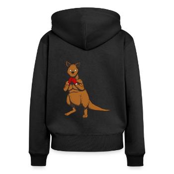 Boxendes Kanguru Boxerkanguru Känguru Boxen - Frauen Premium Bio Zip Hoodie - Schwarz - Hinten - Julia (174cm)