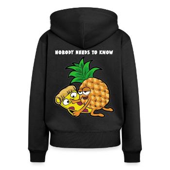 Pizza Hawai Ananas Jambon Sexe pourrie drôle - Sweat à capuche zippé Premium bio Femme - noir - Dos - Julia (174cm)