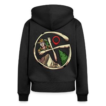 Cool Geocaching Geocacher Cache Detector Geschenk - Frauen Premium Bio Zip Hoodie - Schwarz - Hinten - Julia (174cm)