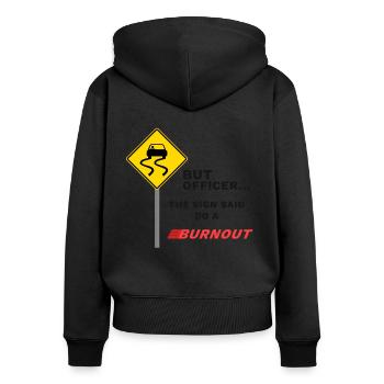 Drôle de Chemise Burtnout Drift - Sweat à capuche zippé Premium bio Femme - noir - Dos - Julia (174cm)
