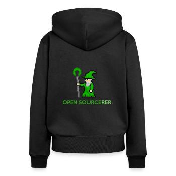 Open Source Sorcerer Programmierer T-Shirt - Frauen Premium Bio Zip Hoodie - Schwarz - Hinten - Julia (174cm)