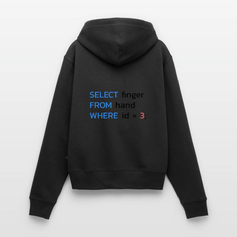 Funny SQL Middle Finger Developer Women's Premium Organic Zip Hoodie