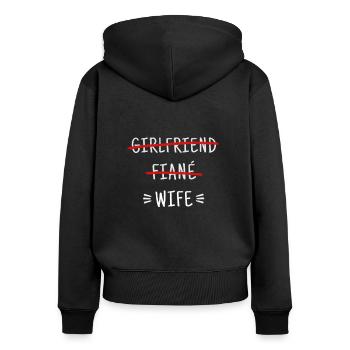 Chemise de mariage épouse fiancée fiancée - Sweat à capuche zippé Premium bio Femme - noir - Dos - Julia (174cm)