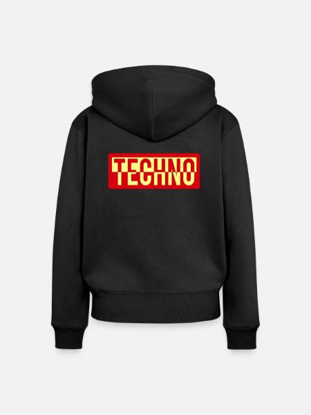 TECHNO - Frauen Premium Bio Zip Hoodie - Schwarz