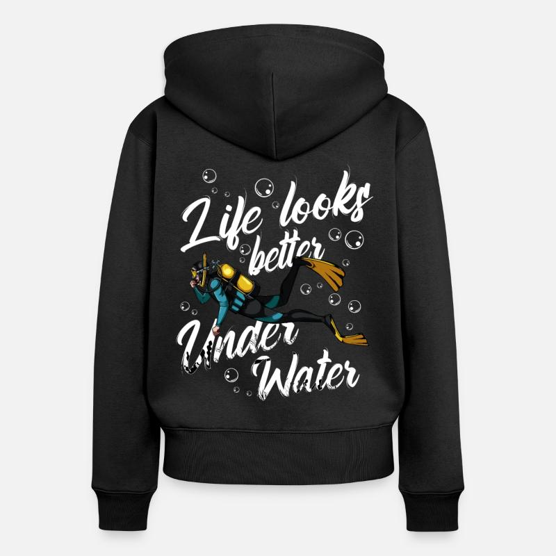 Cool Diver Saying Diving Statement Gift Idea - Women's Premium Organic Zip Hoodie - black