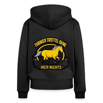 Tournoi Trottel Turniertrottel Reiterspruch - Sweat à capuche zippé Premium bio Femme - noir - Dos - Julia (174cm)