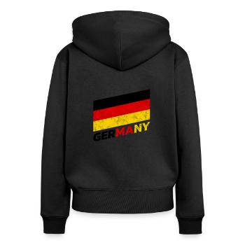 Deutschland - Frauen Premium Bio Zip Hoodie - Schwarz - Hinten - Julia (174cm)