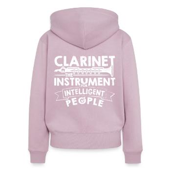 Cool clarinette clarinette joueur disant cadeau - Sweat à capuche zippé Premium bio Femme - rose poudré - Dos - Julia (174cm)