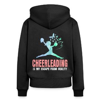 Cheerleading - Frauen Premium Bio Zip Hoodie - Schwarz - Hinten - Julia (174cm)