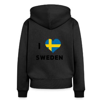 I love Sweden - Women's Premium Organic Zip Hoodie - black - Back - Julia (174cm)