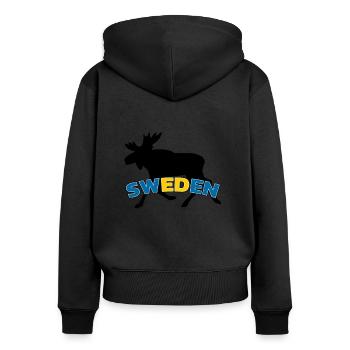 Schweden Elch - Frauen Premium Bio Zip Hoodie - Schwarz - Hinten - Julia (174cm)