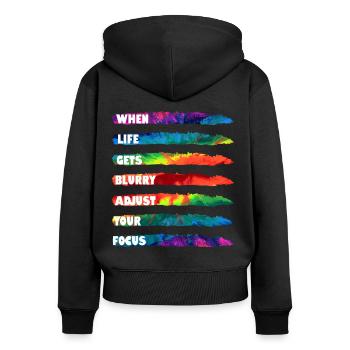 PHOTOGRAPHY | LIFE - Women's Premium Organic Zip Hoodie - black - Back - Julia (174cm)