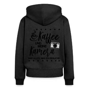 Fotografie | Fotografen | Fotografin - Frauen Premium Bio Zip Hoodie - Schwarz - Hinten - Julia (174cm)