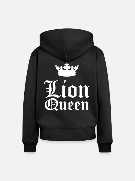 Löwin - Frauen Premium Bio Zip Hoodie - Schwarz