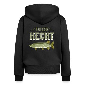 Great Pike Angler Fishing Fishing Sayings Gift - Women's Premium Organic Zip Hoodie - black - Back - Julia (174cm)