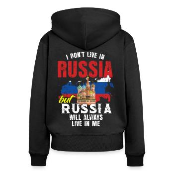 Russie maison de vacances Poutine cadeau à la maison - Sweat à capuche zippé Premium bio Femme - noir - Dos - Julia (174cm)
