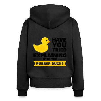 Programmierer Gummiente Debug - Frauen Premium Bio Zip Hoodie - Schwarz - Hinten - Julia (174cm)