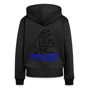 Voile | Marin cadeau | Cadeau voile drôle - Sweat à capuche zippé Premium bio Femme - noir - Dos - Julia (174cm)